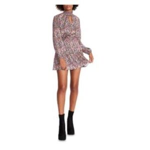 Steve Madden Floral Natalie Mini Dress Mock Neck  Size XS BM308093